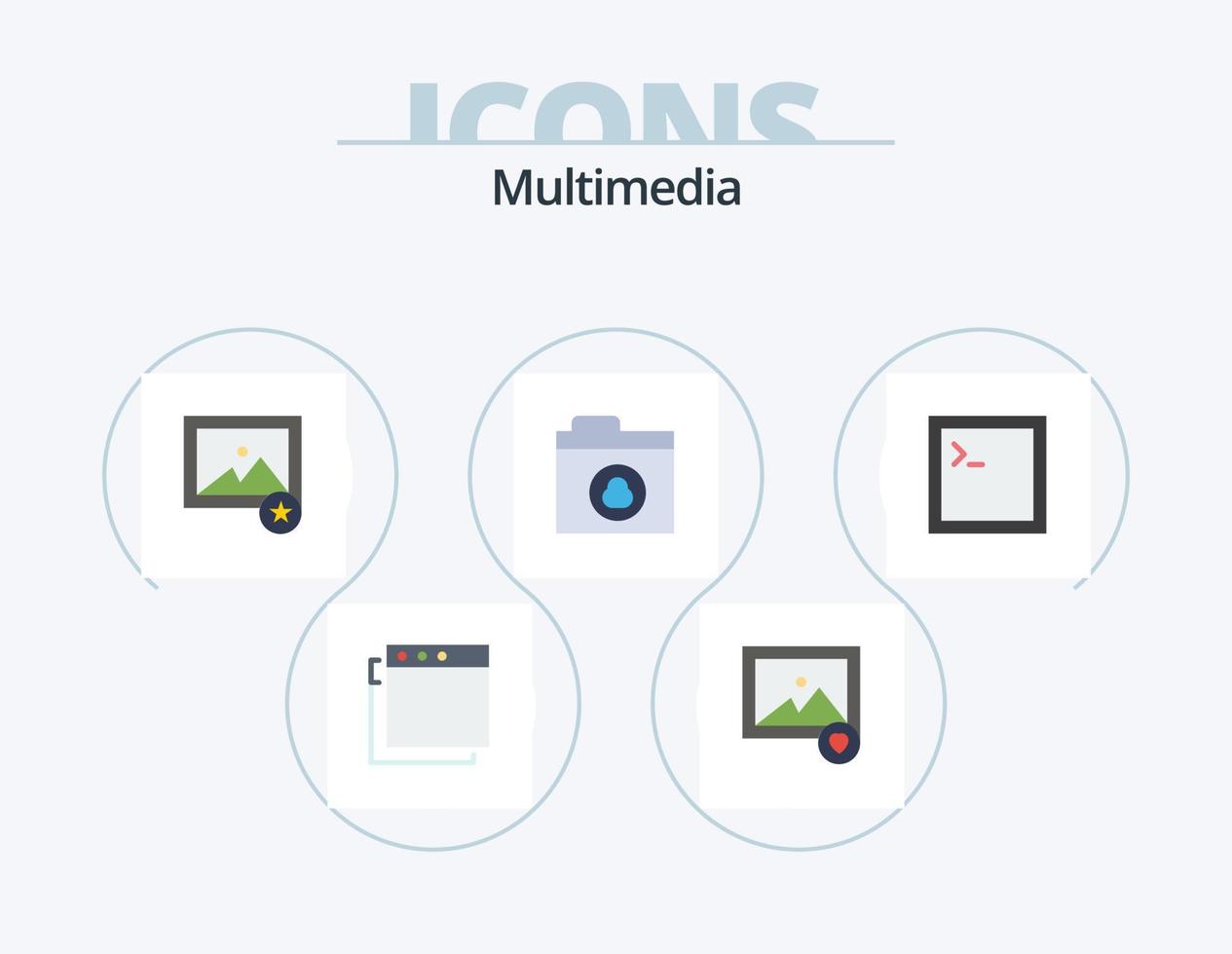 diseño de iconos de paquete de iconos planos multimedia 5. . vector