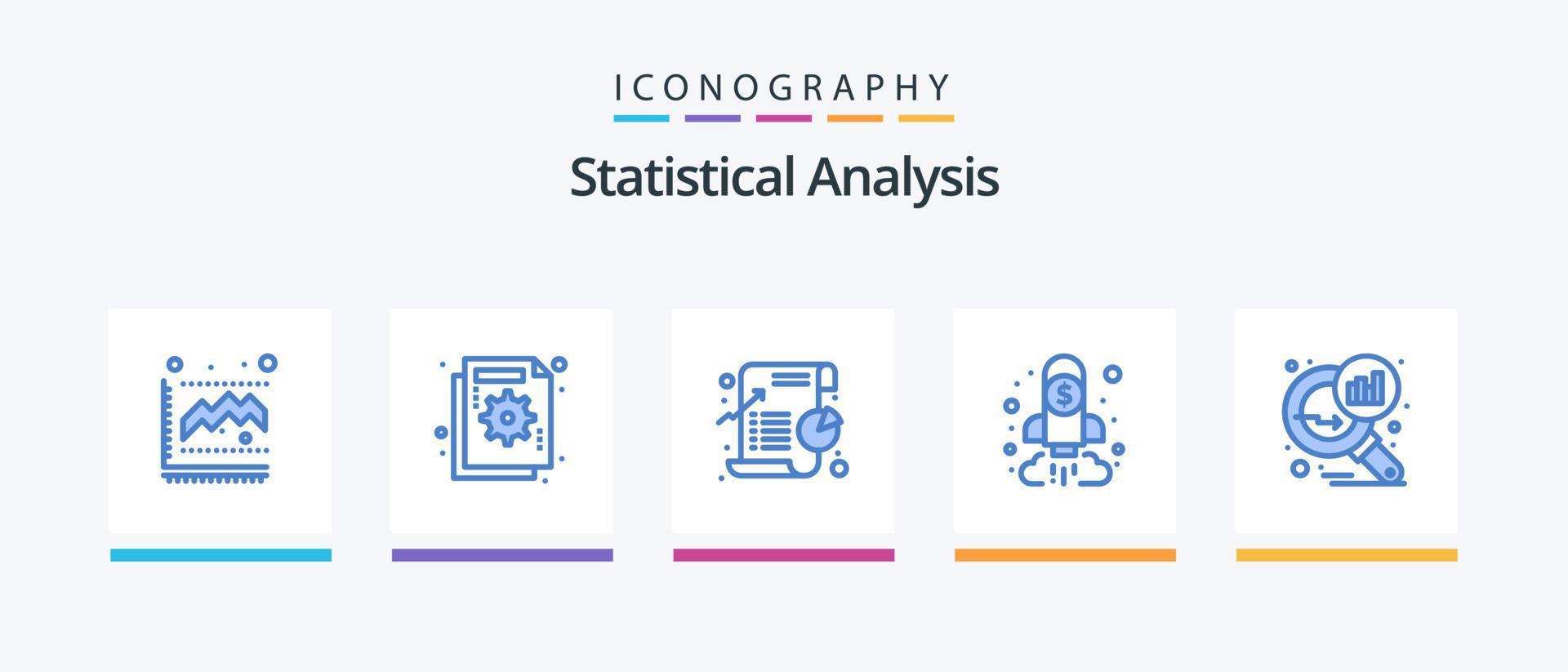 Statistical Analysis Blue 5 Icon Pack Including finance. business. graph. analysis. pie. Creative Icons Design vector