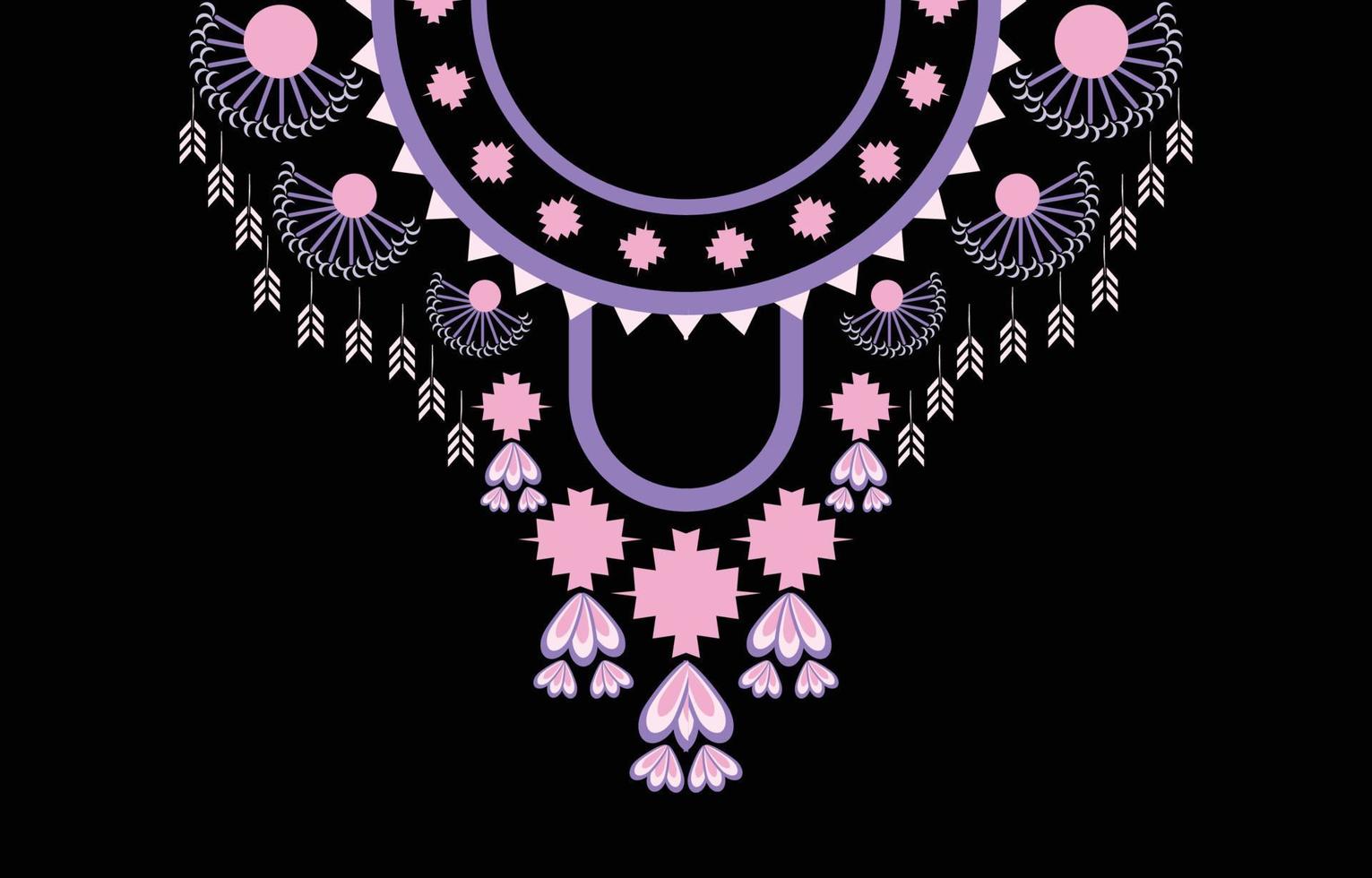 collar patrón étnico geométrico tradicional. diseño de bordado tribal para mujeres de moda. patrón de decoración de camisa y ropa. ilustración vectorial sobre fondo negro. vector