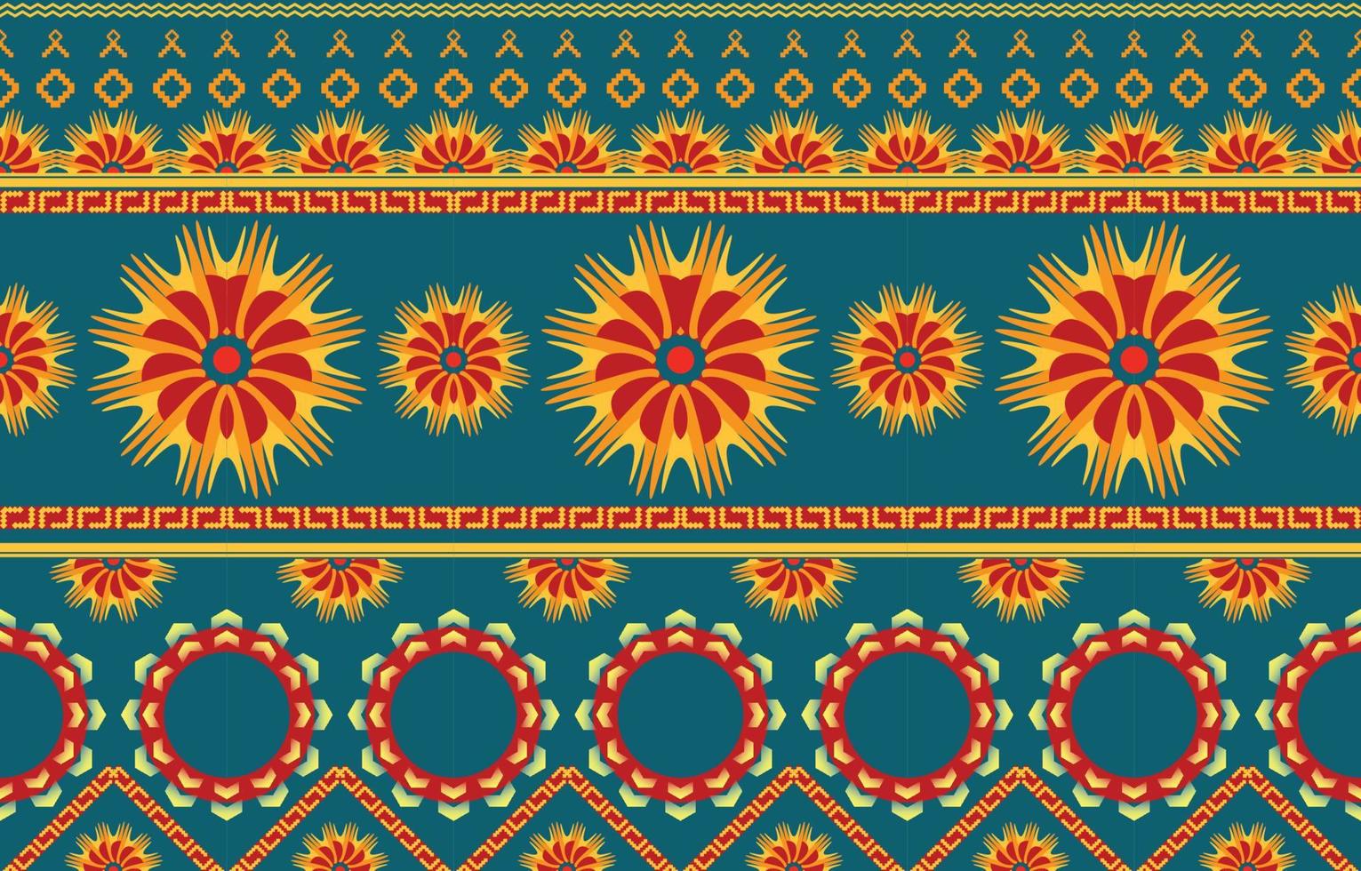 mandala flower colorful fabric. Geometric ethnic pattern in traditional oriental background Design for carpet,wallpaper,clothing,wrapping,batik,Vector illustration embroidery style. vector