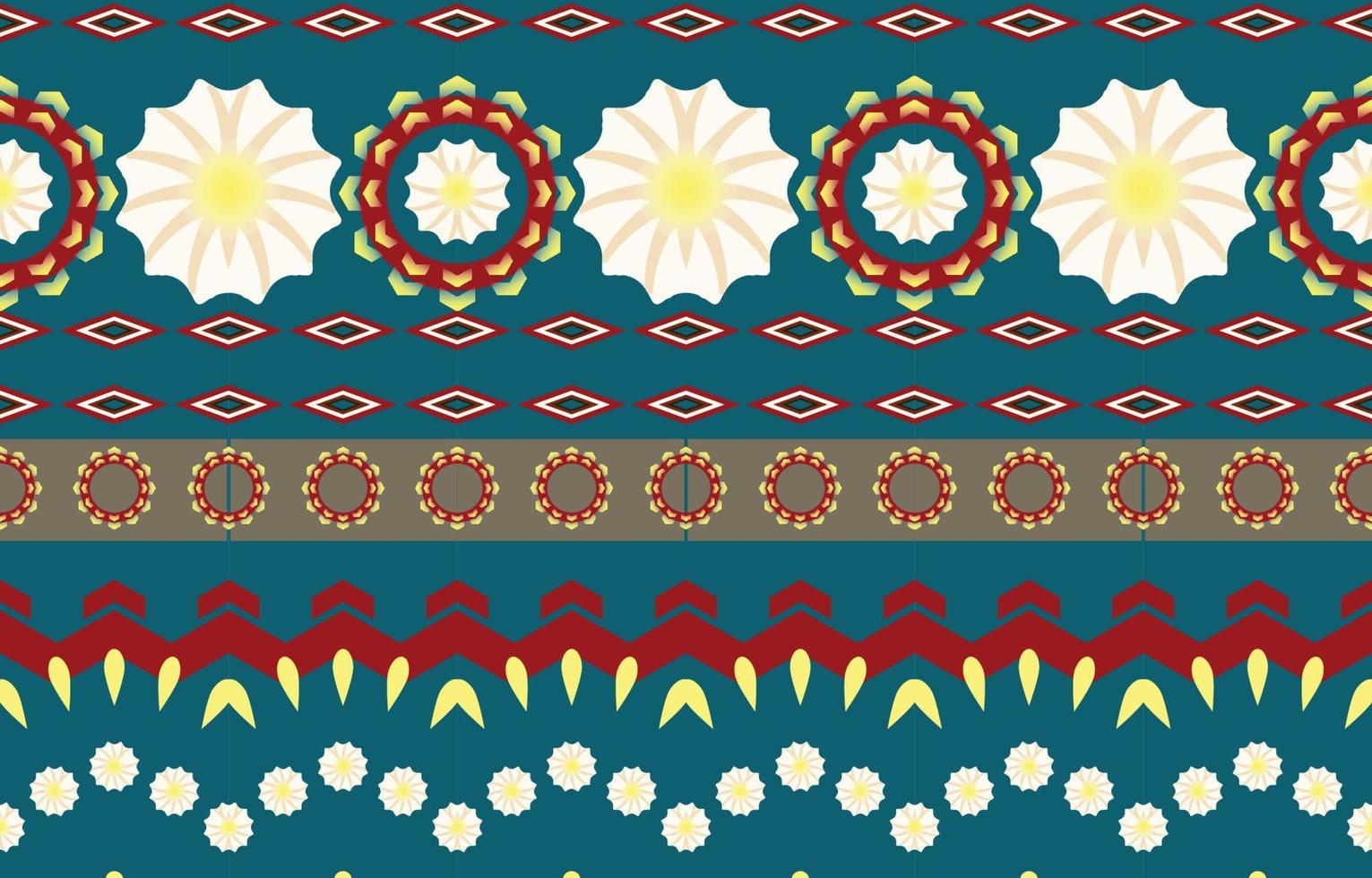 tela de flores de colores. patrón étnico geométrico en el diseño de fondo oriental tradicional para alfombra, papel pintado, ropa, envoltura, batik, estilo de bordado de ilustración vectorial. vector