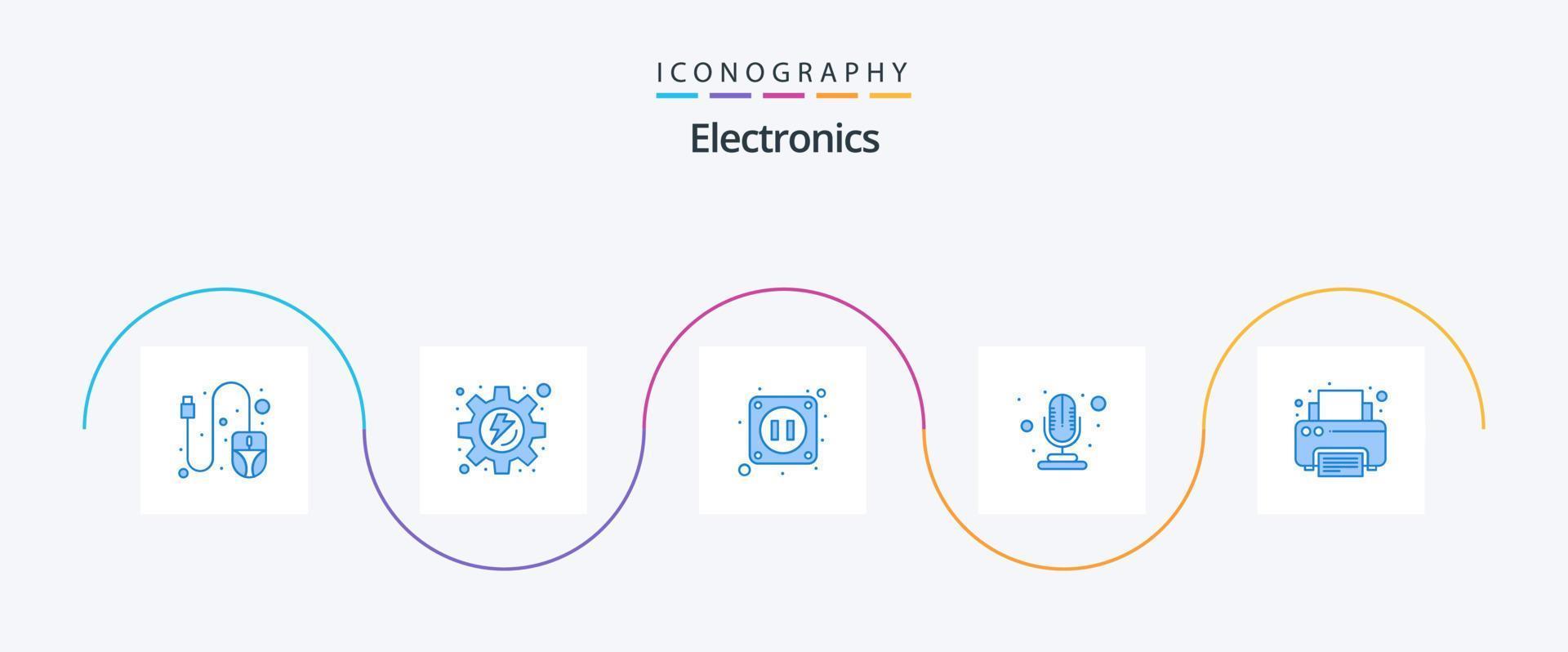 Electronics Blue 5 Icon Pack Including . printing. socket. printer. fax vector