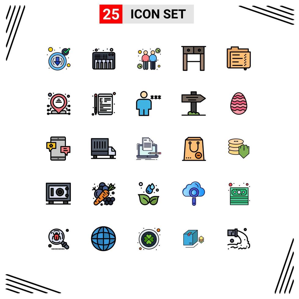 Pictogram Set of 25 Simple Filled line Flat Colors of file data spread archive drawer Editable Vector Design Elements