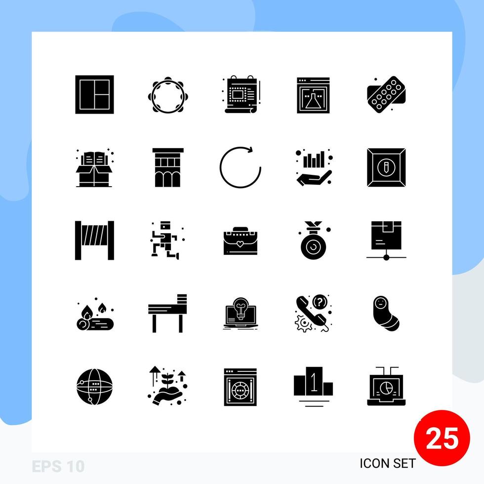 25 Solid Glyph concept for Websites Mobile and Apps web lab sound flask document Editable Vector Design Elements