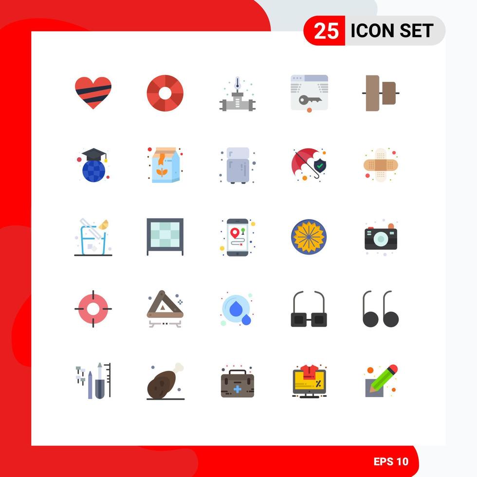 Pack of 25 creative Flat Colors of align form pipe web secure Editable Vector Design Elements