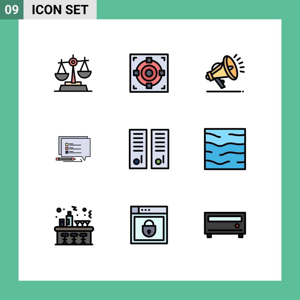 Set of 9 Modern UI Icons Symbols Signs for lockers room gym locker gdpr write sms Editable Vector Design Elements