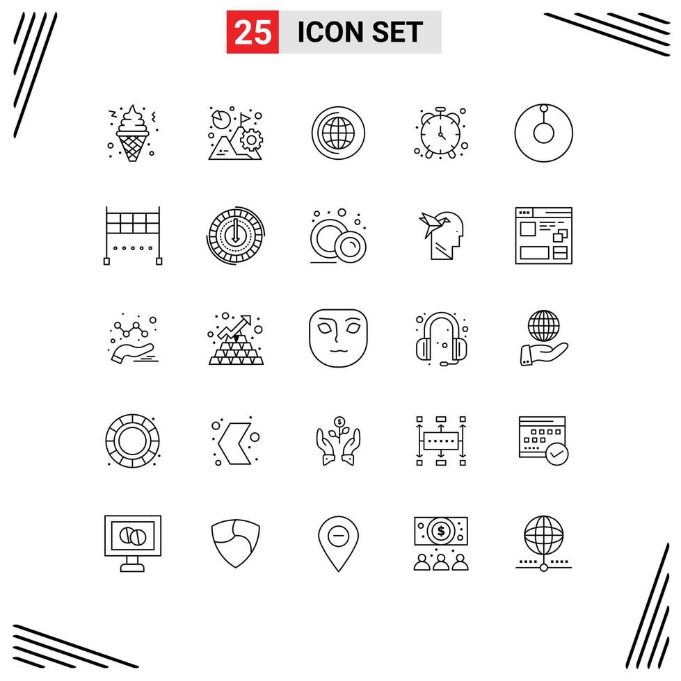 25 Thematic Vector Lines and Editable Symbols of zenith timepiece mission timekeeper alarm Editable Vector Design Elements