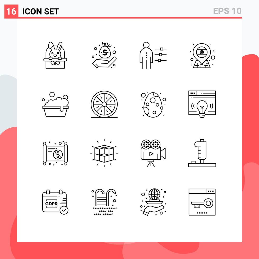 Universal Icon Symbols Group of 16 Modern Outlines of bowl flag abilities country recruitment Editable Vector Design Elements