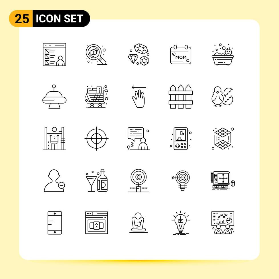 25 Universal Lines Set for Web and Mobile Applications love day thinking calendar heart Editable Vector Design Elements