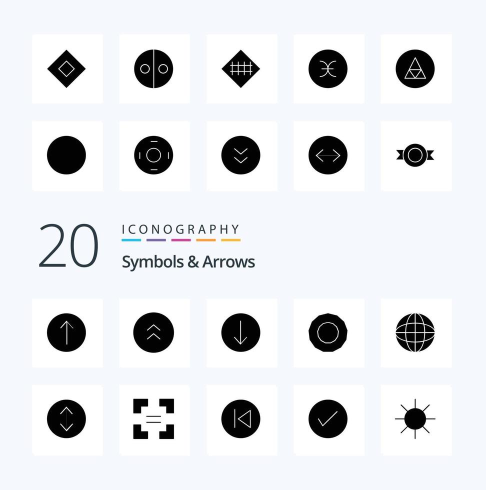 20 Symbols  Arrows Solid Glyph icon Pack like full screen arrows symbol worldwide globe vector