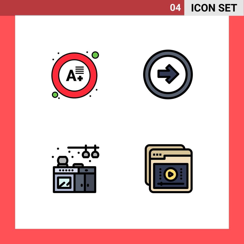 Set of 4 Modern UI Icons Symbols Signs for exam living arrow user interface tutorials Editable Vector Design Elements