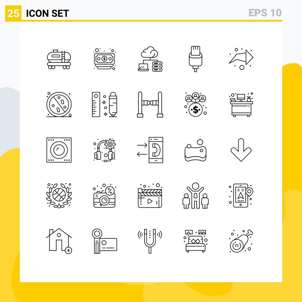 Universal Icon Symbols Group of 25 Modern Lines of virus direction server right lightning Editable Vector Design Elements