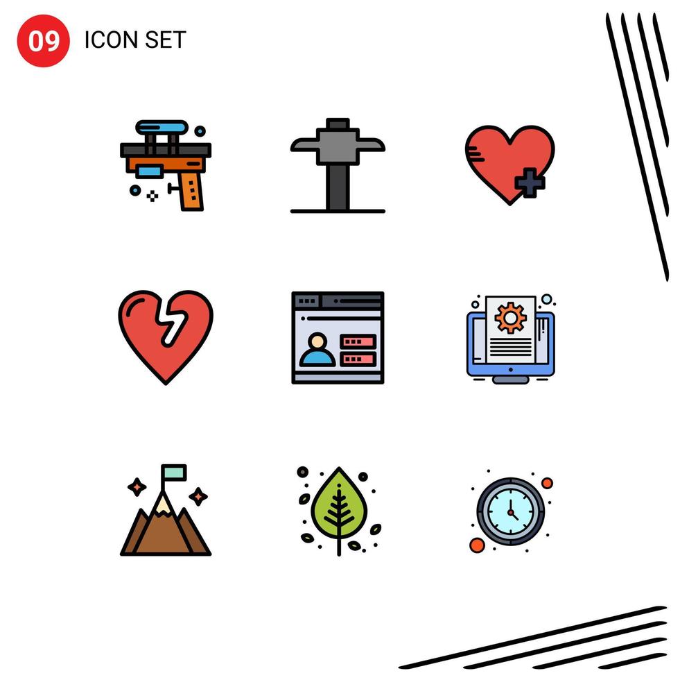 9 Filledline Flat Color concept for Websites Mobile and Apps document design favorite web love Editable Vector Design Elements