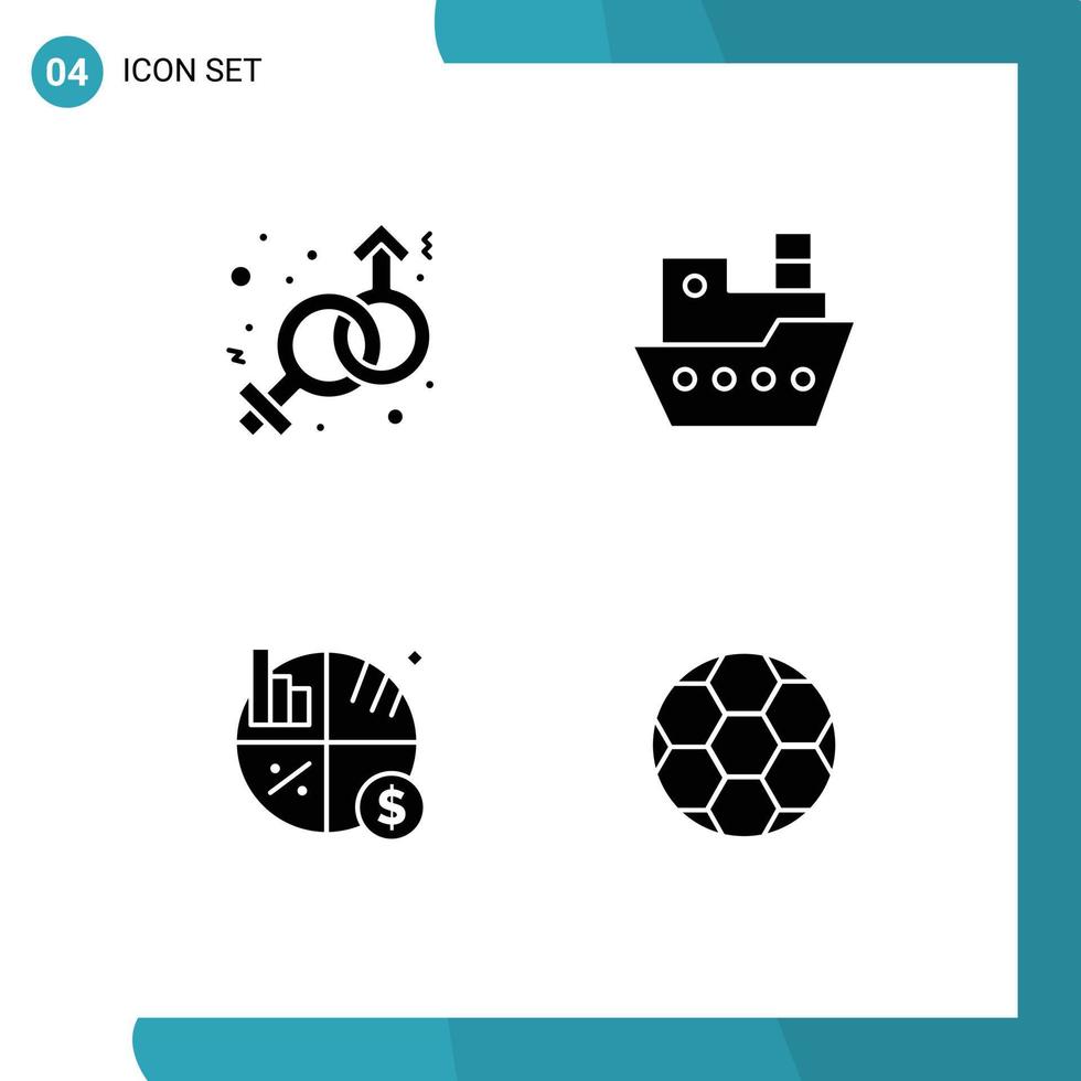 Modern Set of Solid Glyphs Pictograph of female investment venus steamship graph Editable Vector Design Elements