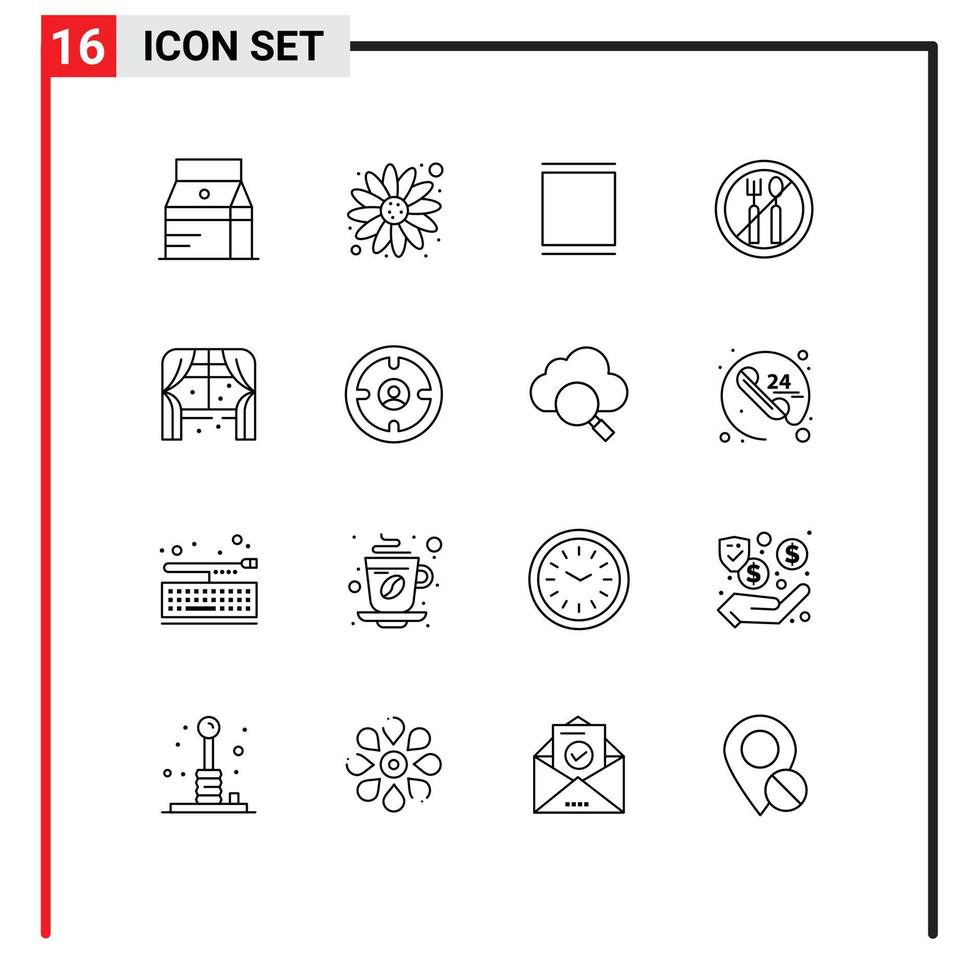 Pack of 16 creative Outlines of living furniture gallery roza fasting Editable Vector Design Elements