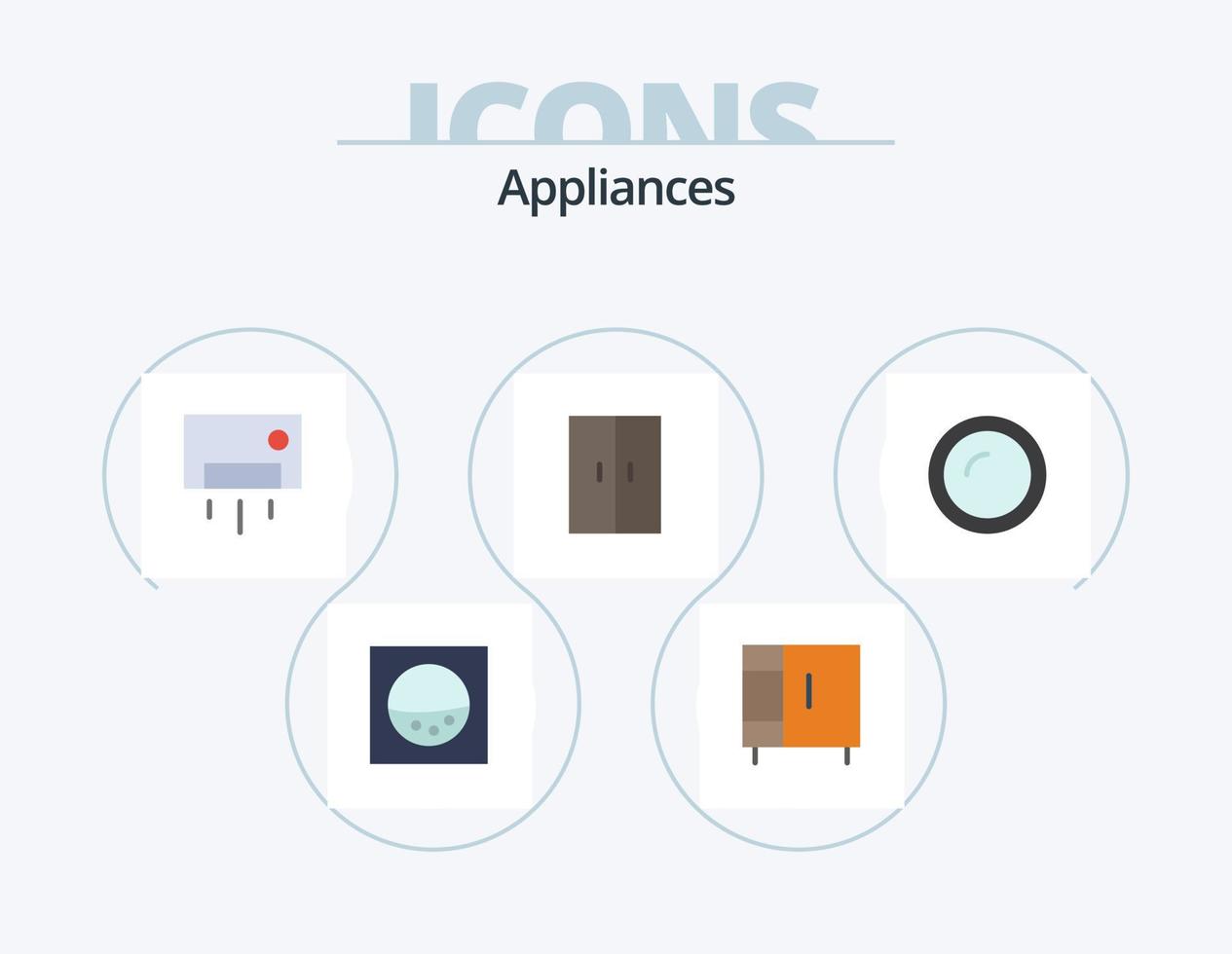 electrodomésticos paquete de iconos planos 5 diseño de iconos. . cocina. casa. familiar. Cocinando vector