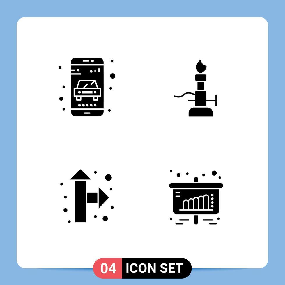 Universal Icon Symbols Group of 4 Modern Solid Glyphs of delivery direction taxi light right up Editable Vector Design Elements