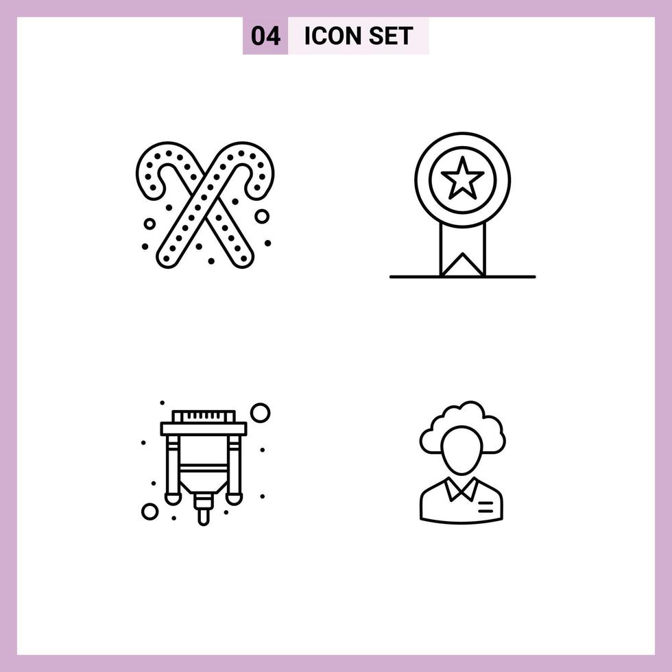 4 Creative Icons Modern Signs and Symbols of candy cane connector sweets ribbon hdmi Editable Vector Design Elements