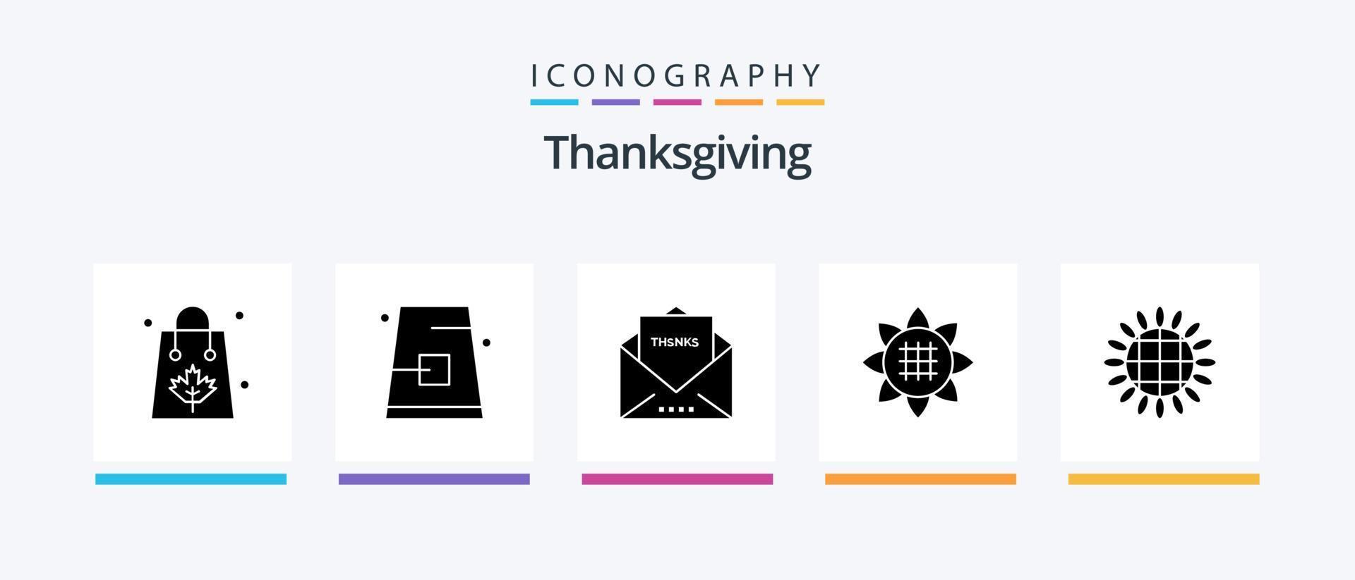 Thanksgiving Glyph 5 Icon Pack Including sunflower. flora. fall. thanksgiving. message. Creative Icons Design vector