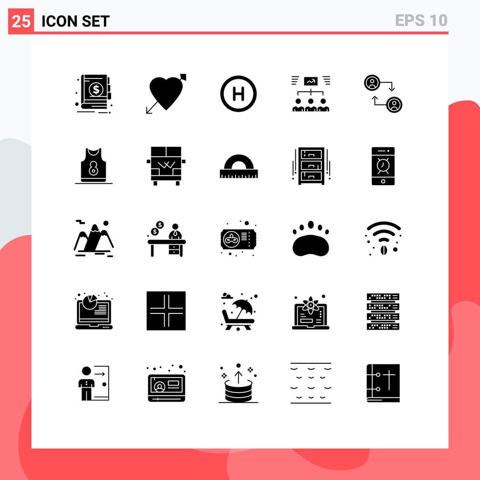 25 User Interface Solid Glyph Pack of modern Signs and Symbols of change assignment medical task group Editable Vector Design Elements