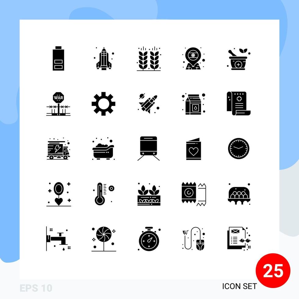 Group of 25 Solid Glyphs Signs and Symbols for natural herbal farming india country Editable Vector Design Elements