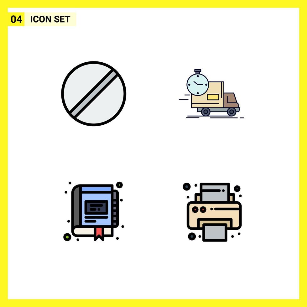 4 Thematic Vector Filledline Flat Colors and Editable Symbols of biology truck research time digital Editable Vector Design Elements