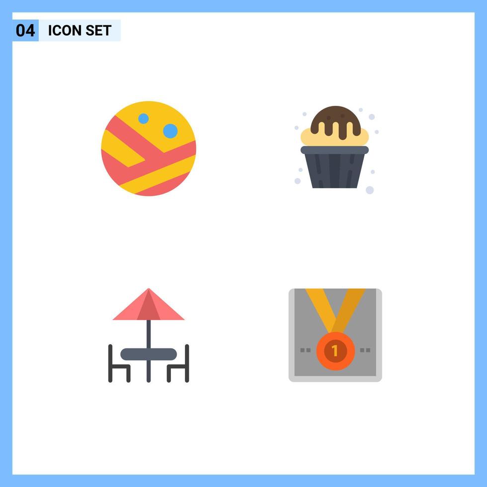 Mobile Interface Flat Icon Set of 4 Pictograms of moisturizer diner strong hair food furniture Editable Vector Design Elements