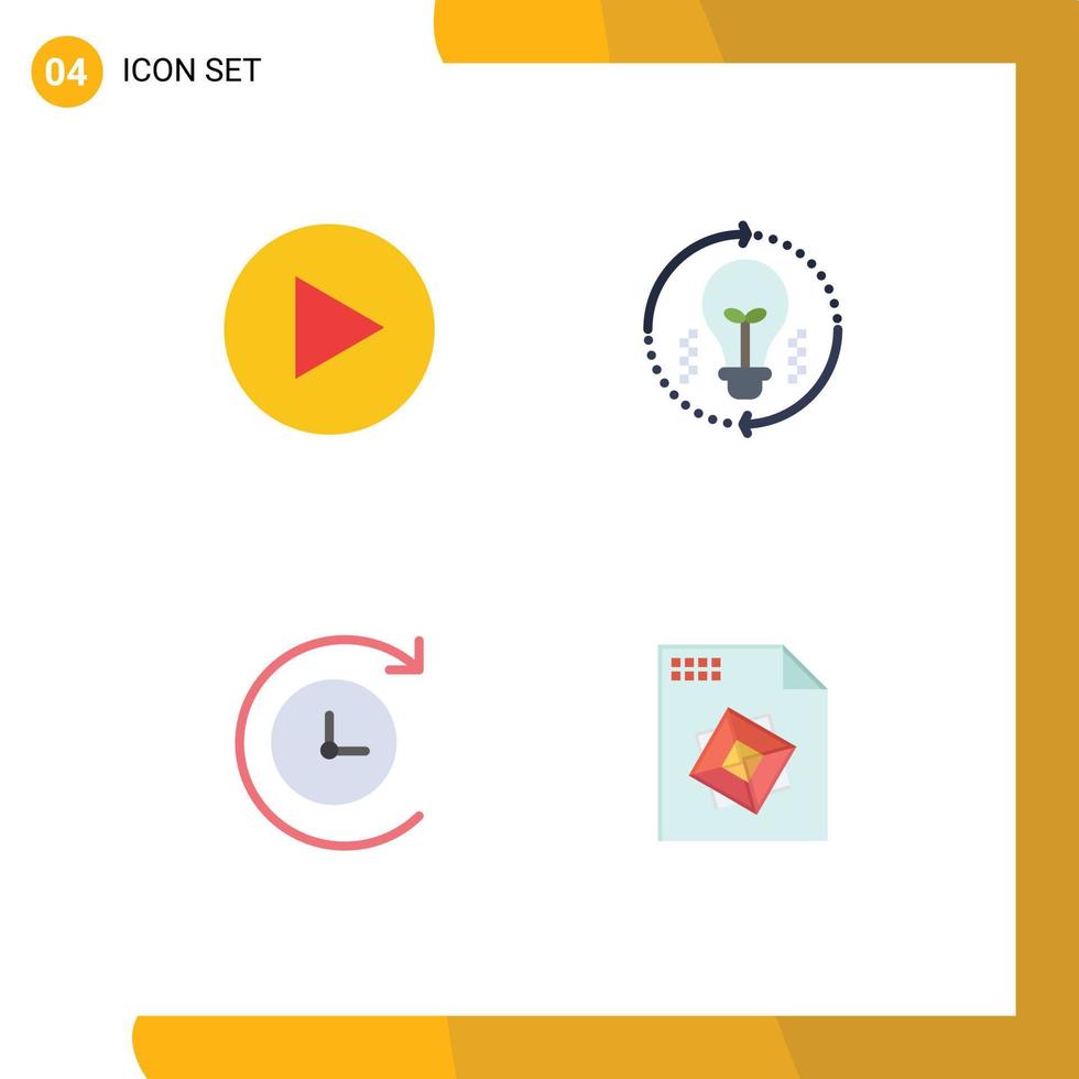 4 Universal Flat Icons Set for Web and Mobile Applications school education file idea refresh design Editable Vector Design Elements