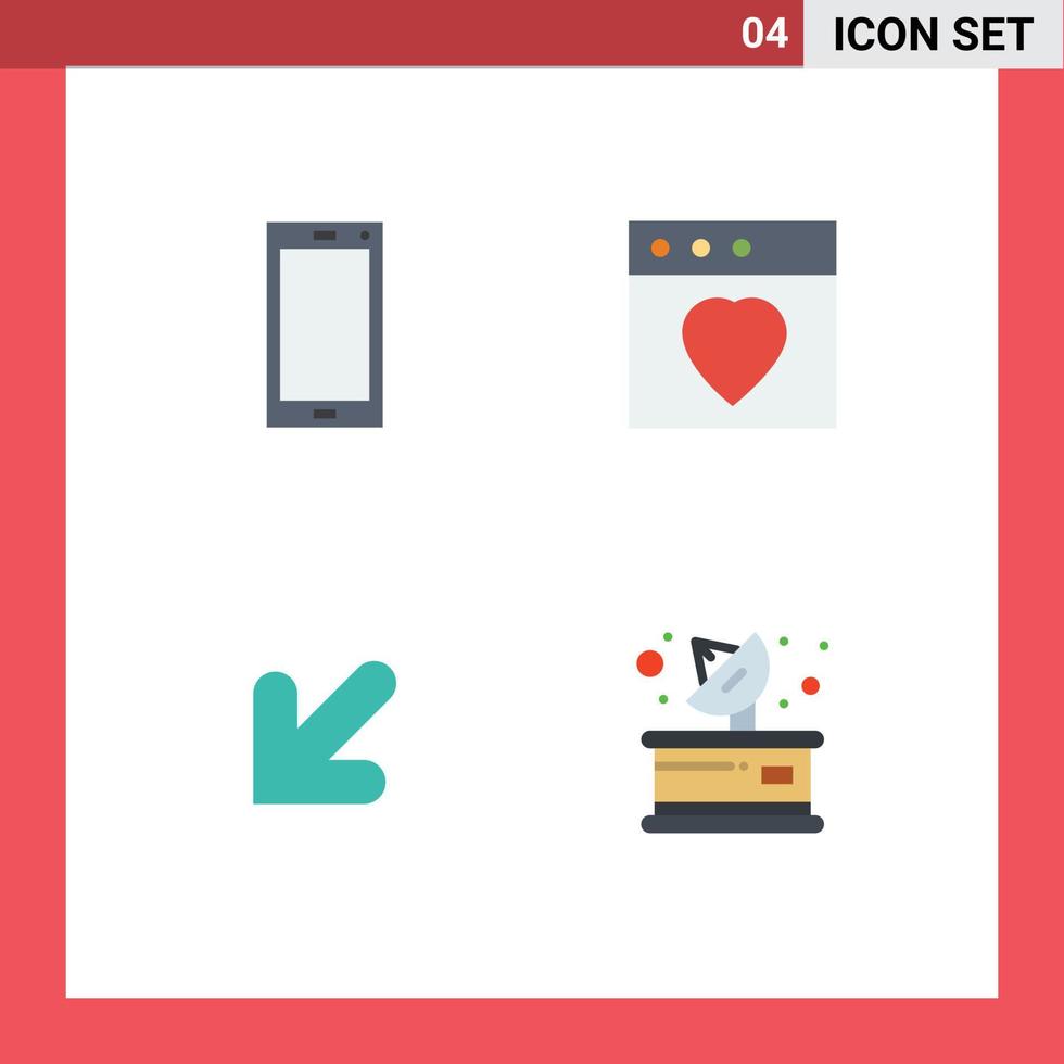 conjunto moderno de 4 iconos planos pictograma de teléfono hacia abajo android comunicación favorita elementos de diseño vectorial editables vector