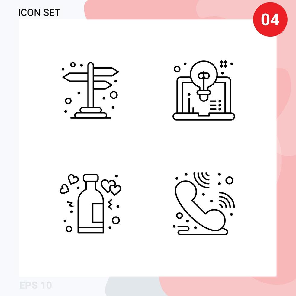 Pictogram Set of 4 Simple Filledline Flat Colors of direction lifestyle cross road design romance Editable Vector Design Elements