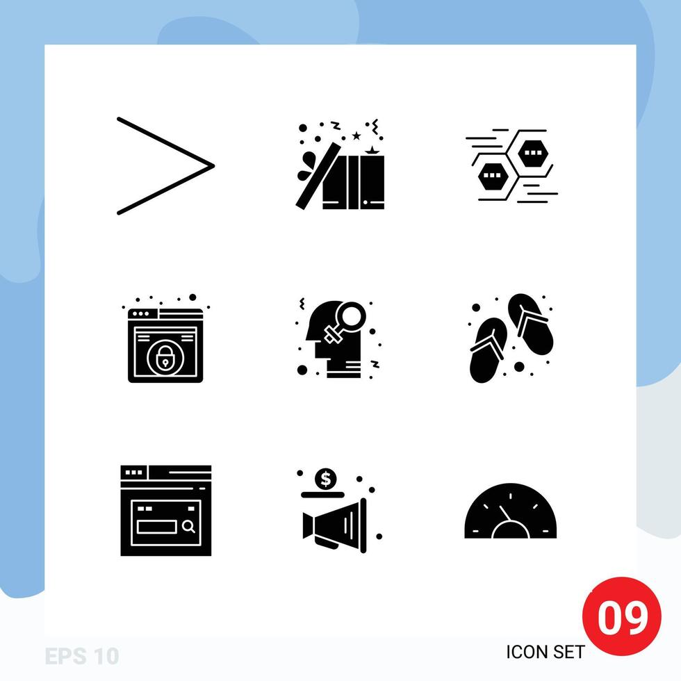 Pack of 9 creative Solid Glyphs of feminism web connect lock digital Editable Vector Design Elements