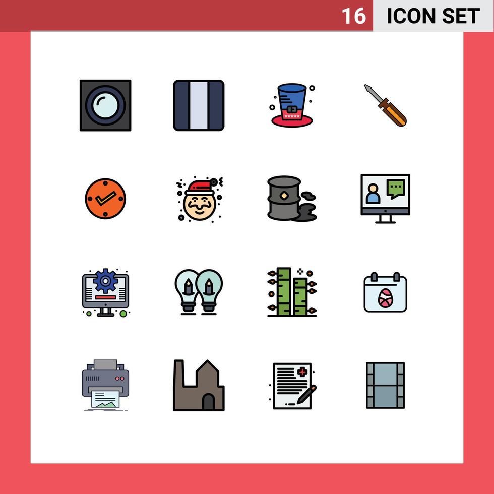 Stock Vector Icon Pack of 16 Line Signs and Symbols for open repair day tool screw Editable Creative Vector Design Elements