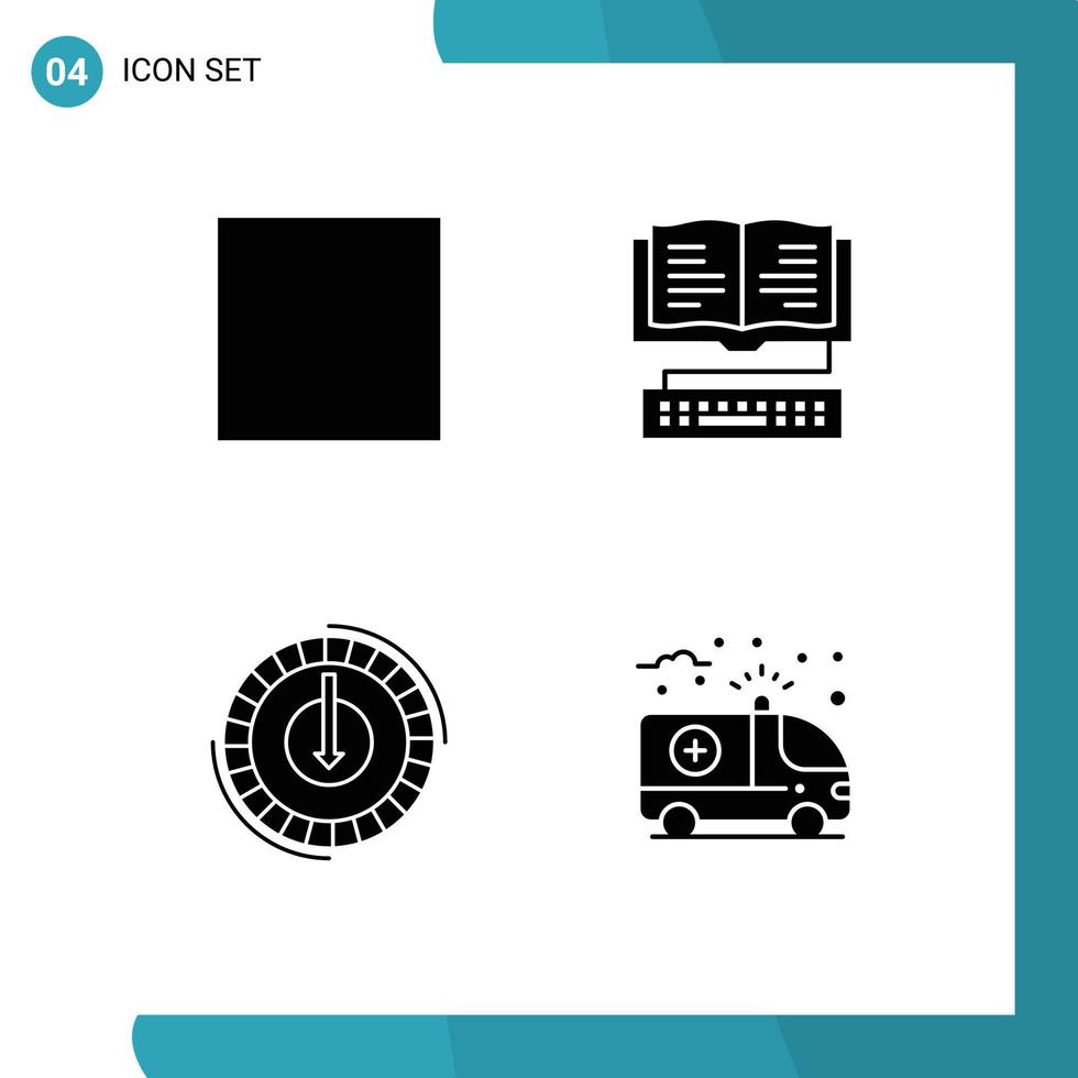 Set of 4 Modern UI Icons Symbols Signs for control consumption player education expense Editable Vector Design Elements