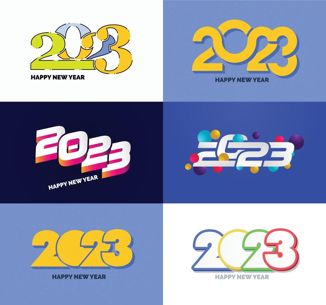 Big Collection of 2023 Happy New Year symbols Cover of business diary for 2023 with wishes vector