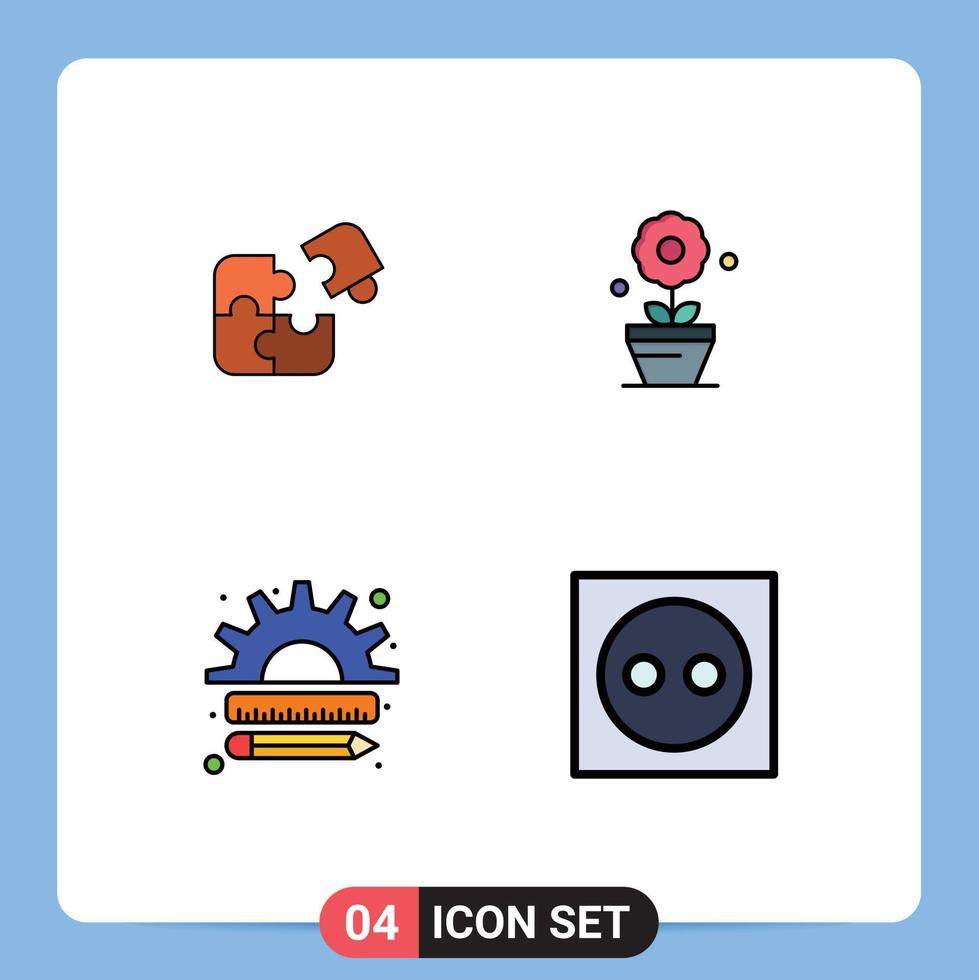 paquete de iconos de vector de stock de 4 signos y símbolos de línea para elementos de diseño de vector editables de finanzas de plantas de coincidencia de negocios de rompecabezas