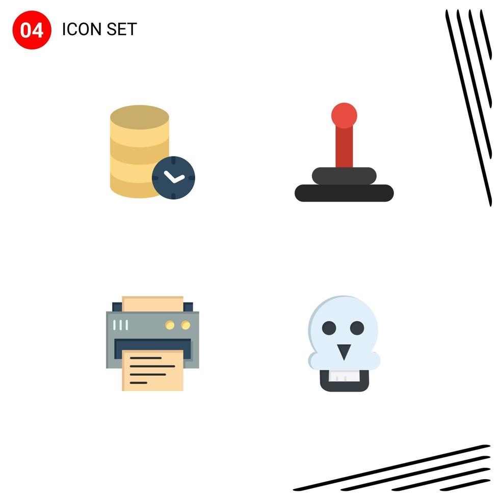 4 Universal Flat Icon Signs Symbols of hosting printing web van skull Editable Vector Design Elements