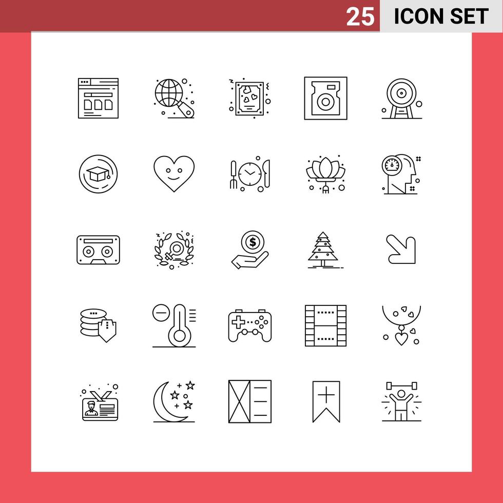 25 iconos creativos signos y símbolos modernos de arquitectura de noria tarjeta disco duro elementos de diseño vectorial editables vector