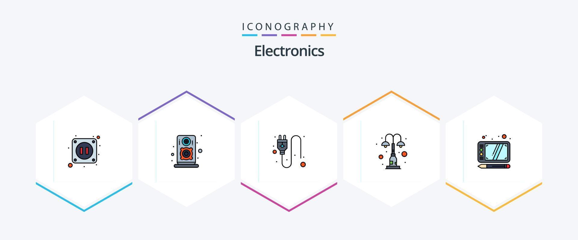 Electronics 25 FilledLine icon pack including . draw. socket. design. park vector