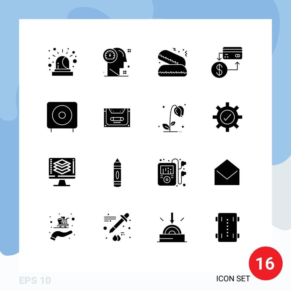 Stock Vector Icon Pack of 16 Line Signs and Symbols for devices marketing fast food credit card Editable Vector Design Elements