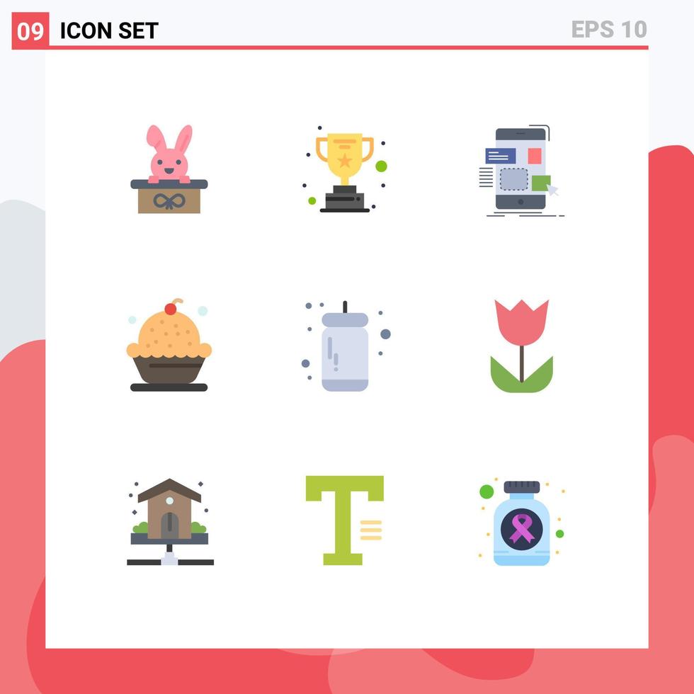 Set of 9 Modern UI Icons Symbols Signs for ketchup dessert mobile creamy baking Editable Vector Design Elements