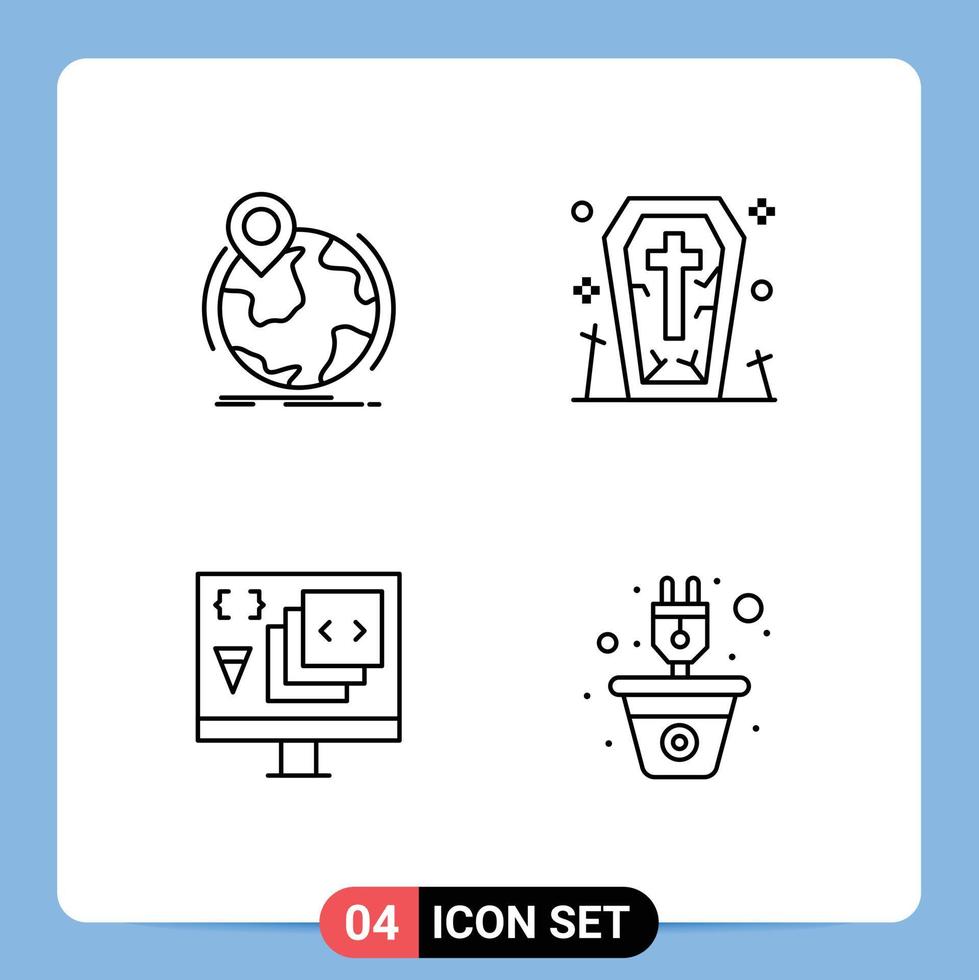4 Line concept for Websites Mobile and Apps location app pin death develop Editable Vector Design Elements