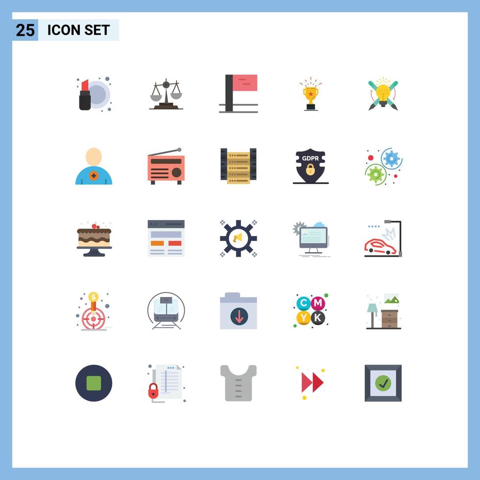 paquete de iconos de vector de stock de 25 signos y símbolos de línea para elementos de diseño de vector editables de bandera de copa de ley de medalla de trofeo