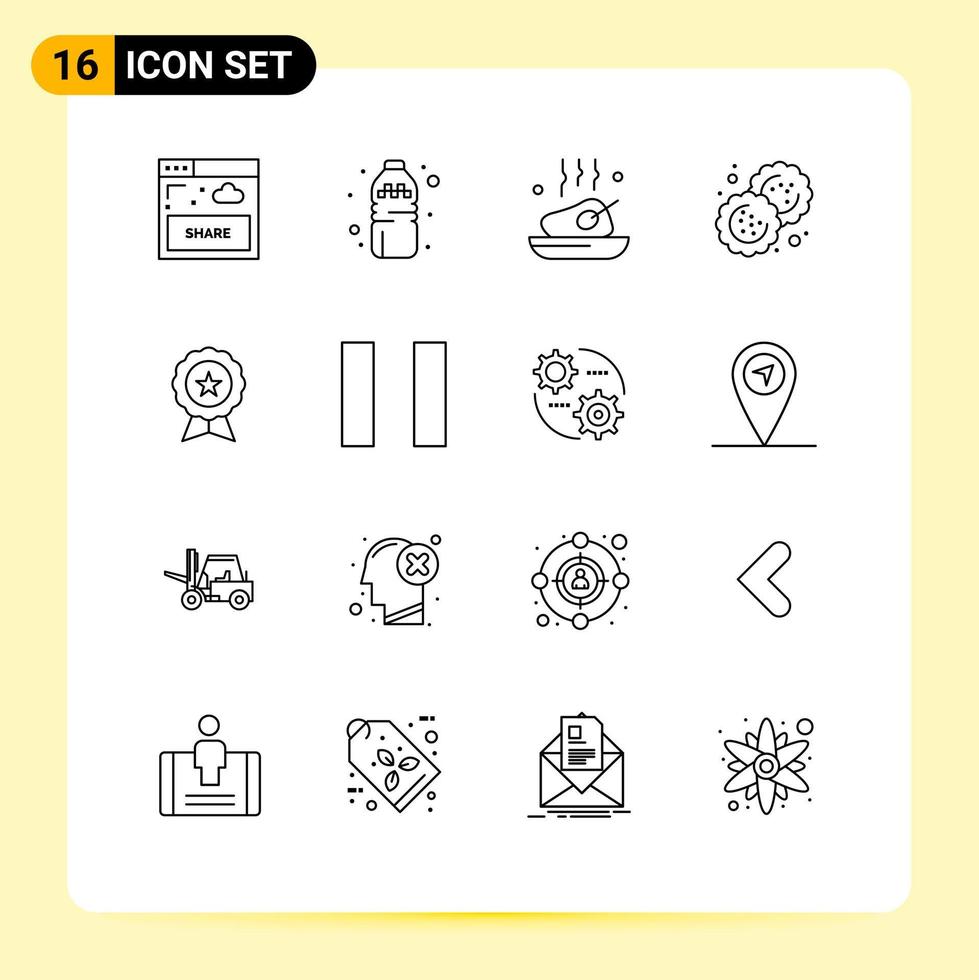 Set of 16 Modern UI Icons Symbols Signs for ecommerce cutter dinner cookie baking Editable Vector Design Elements