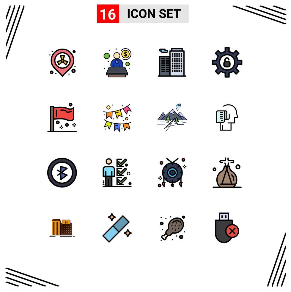 Stock Vector Icon Pack of 16 Line Signs and Symbols for international flags building flag settings Editable Creative Vector Design Elements