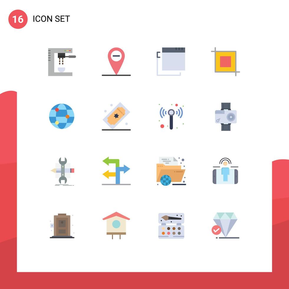 conjunto de 16 iconos de interfaz de usuario modernos signos de símbolos para entradas de cine entradas de cine windows globo terráqueo paquete editable de elementos de diseño de vectores creativos