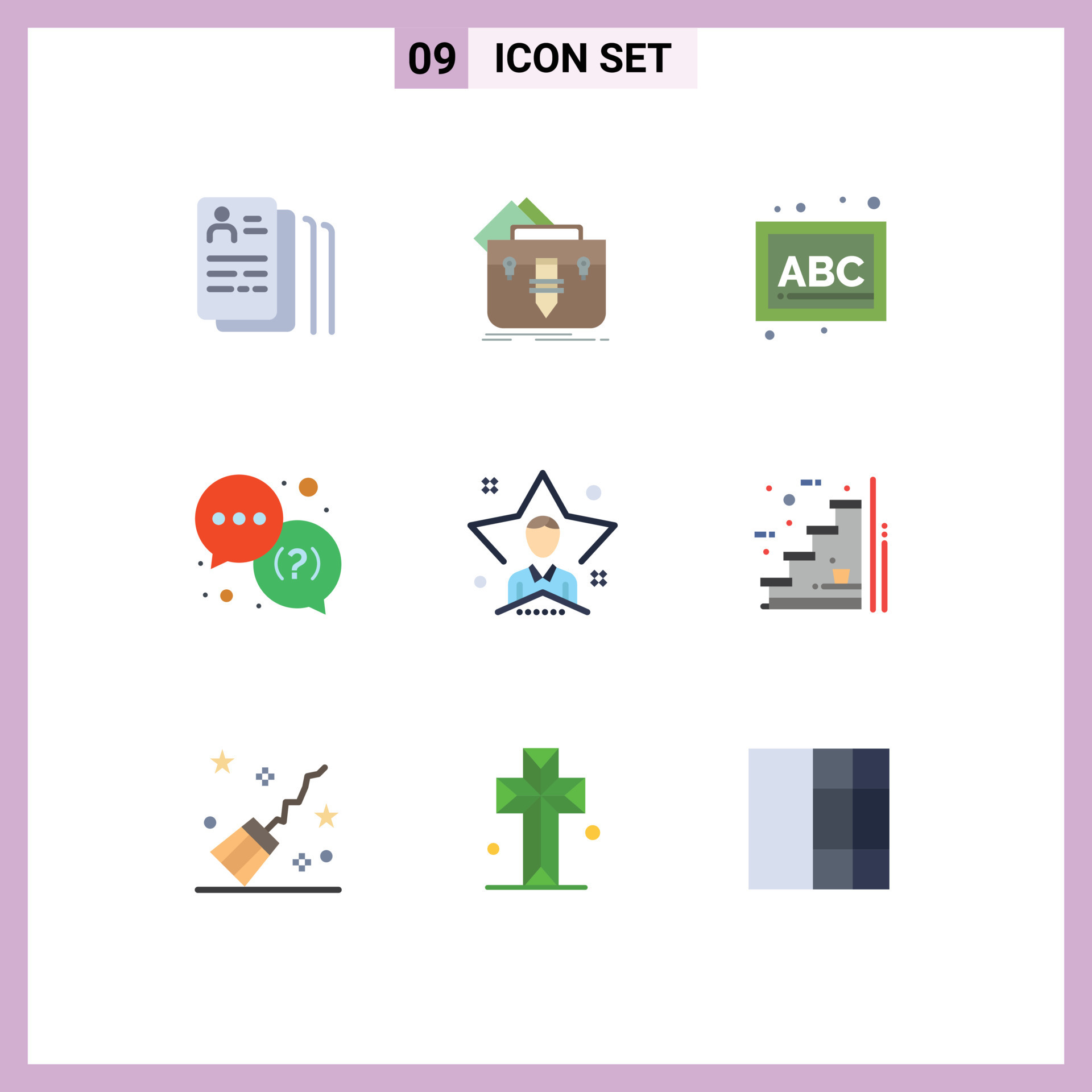 Set of 9 Commercial Flat Colors pack for bright service briefcase