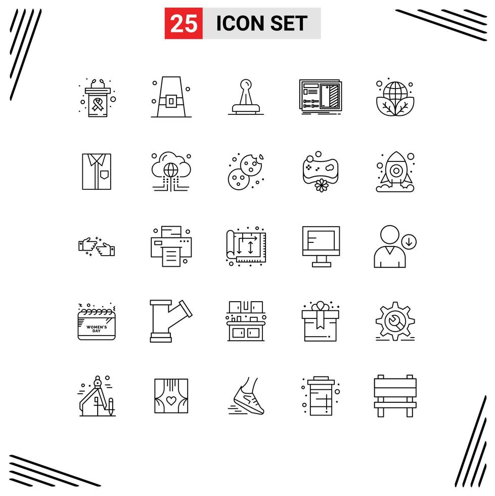 Universal Icon Symbols Group of 25 Modern Lines of design seal hat rubber legal Editable Vector Design Elements