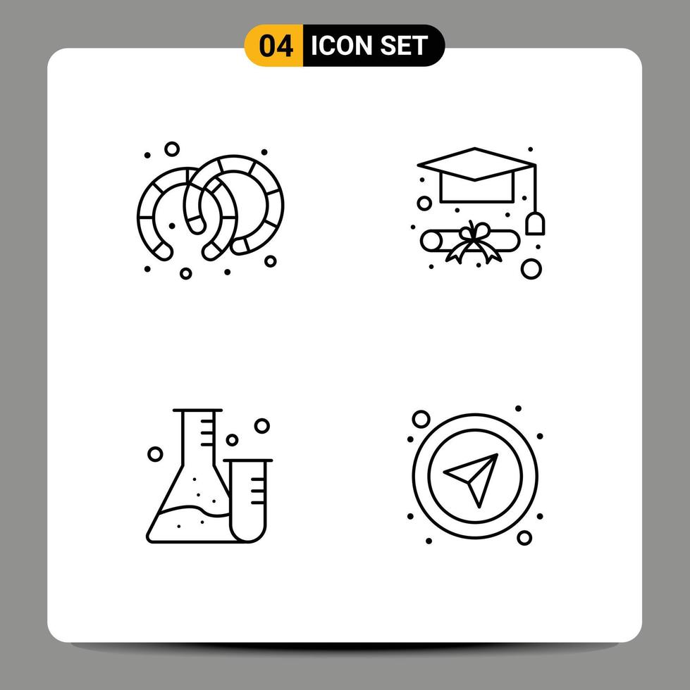 User Interface Pack of 4 Basic Filledline Flat Colors of earrings science degree flask navigation Editable Vector Design Elements