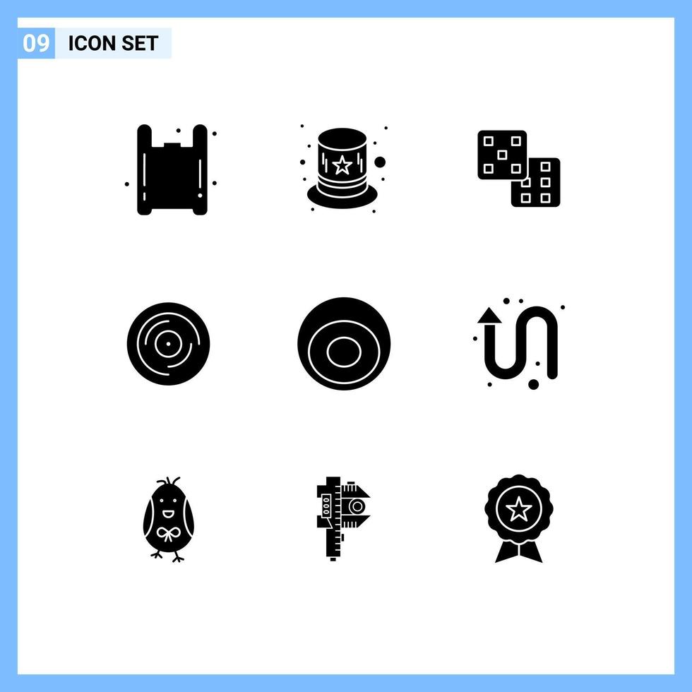 Set of 9 Vector Solid Glyphs on Grid for fashion accessories gaming sound juggling Editable Vector Design Elements