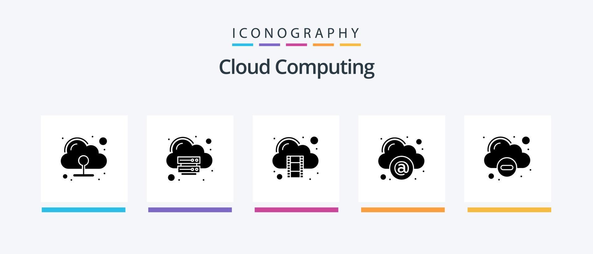 Cloud Computing Glyph 5 Icon Pack Including minus. server. cloud. network. cloud. Creative Icons Design vector